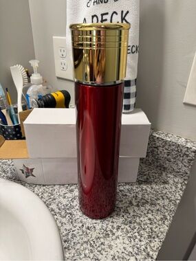 Metal Red and Gold Thermal Tumbler - Sleek Insulated Bottle
